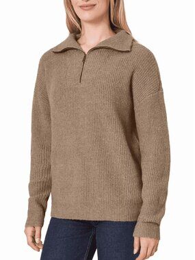 Modern Ambition Women's Quarter Zip Knit Sweater Size XL Brown